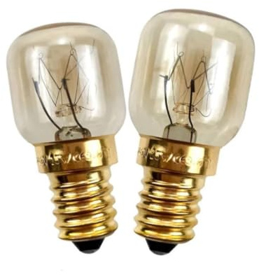 Universal 25W Fridge Freezer Oven Lamp Bulb Screw Base T22 Compatible with Hotpoint AEG Indesit Alternative Part to BSH032196 032196 265900026 (Pack of 2)