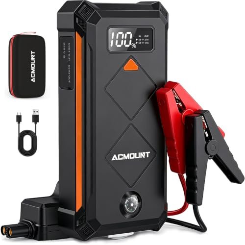 7000A Jump Starter Power Pack 23800mAh 12V Car Battery Booster Jump Starter | Up to 12L Gas/10L Diesel/Hybrid, Portable Car Jump Starter Power Bank with Jump Leads, 800lm Emergency Light, Safety Hammer
