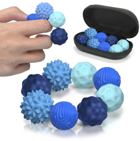 Magnetische Fidget Bälle für Erwachsene, Silikon Anti-Stress Bälle ADHS | Leise, Sensorische Texturen, Tragbar mit Aufbewahrungstasche, Geschenk für Angst & Konzentration
