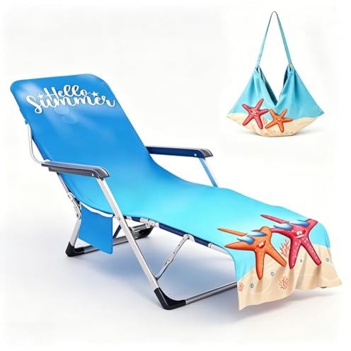 Schonbezug Gartenliege Frottee Handtuch für Sonnenliege mit 2 Taschen | Weiche Frottee Auflage für Gartenliege und Liegestuhl. Strandtuch mit Tasche, perfekt für Strand, Schwimmbad und Terrasse