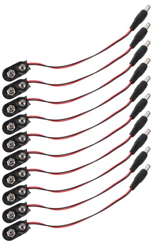 Uonlytech 10pcs 9v Battery Snap Connectors with Abs Plastic Housing and Copper Terminals, Power Connection Line Clips for Electrical and Experimental Use, Black Battery Wire Harness