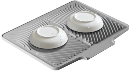 Genérico Tapete De Secado De Platos | Base Silicona Antideslizante 40x33 cm,Esterilla Escurridor con Orificios De Drenaje Integrados - para Encimera Fregadero Utensilios Ollas Sartenes