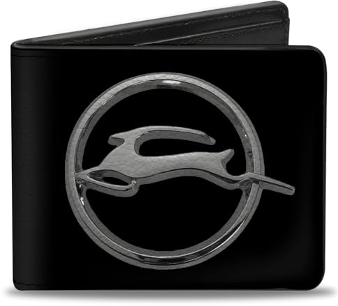 Buckle Down Unisex's Wallet Chevrolet Impala Deer Emblem Black/Silver Bi-Fold