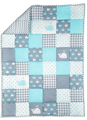 Baby-Spielmatte aus Baumwolle weich warm 127 x 97 cm Kleinkind-Steppdecke Babyblau für Neugeborene Babys