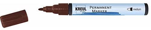 KREUL 47607 - Permanentmarker medium, dunkelbraun, mit Rundspitze, Strichstärke 1,5 - 3 mm, für flächige Gestaltungen, zum Beschriften und Gestalten für Grafiker, Industrieanwender, Kunst und Hobby