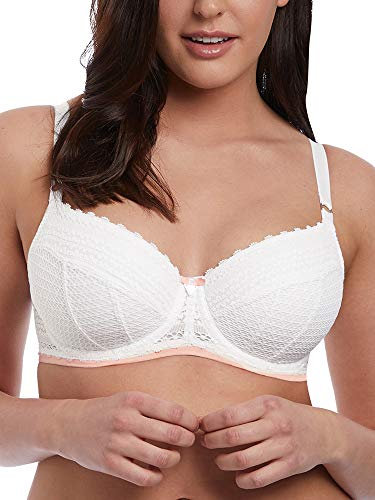 Freya Women's Daisy Lace Demi Soft Foam Padded Half Cup Underwire Bra, White, 34B