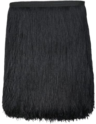 Yalulu 10 Meter lang, 30 cm breit, Polyester, lateinische Fransenquaste, Trimmen aus Spitze, DIY, lateinisches Makramee, Samba-Tanzkleid, Bühnenkleidung, Vorhang, Bordüre (schwarz)