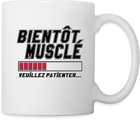 Spreadshirt Bientôt Musclé Chargement Mug Blanc, taille unique, blanc