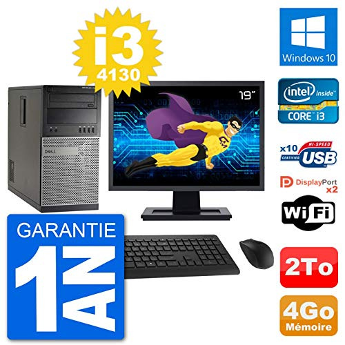 Dell - PC Tour 7020, schermo 19, Intel i3-4130, RAM 4 GB, disco 2 TB, Windows 10, Wi-Fi (ricondizionato)