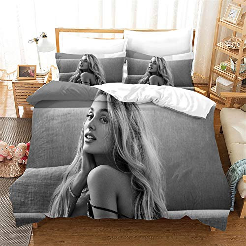 Bettbezug Mit 2 Kissenbezügen Ariana Grande Bettwäsche Mit Reißverschluss Mikrofaser Double Size Bettwäsche Set (Stil 07,135 x 200 cm)