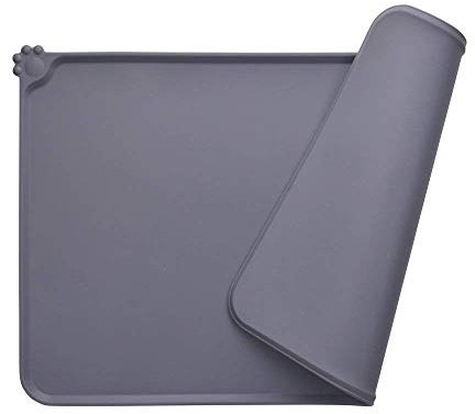 MOACC Dog Food Mat, Silicone Pet Feeding Mat, Non Slip & Waterproof Bowl Mat for Dog and Cat, 54 x 38 cm, Grey