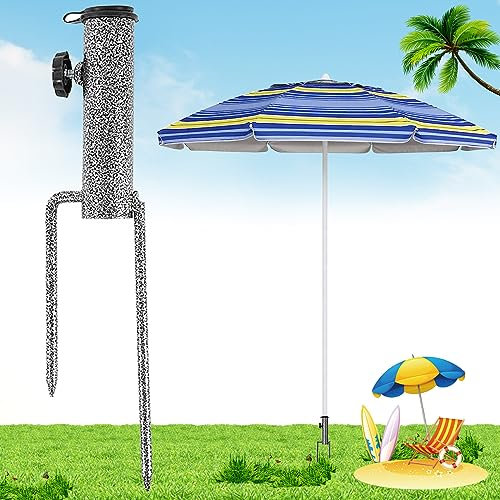 Dilightnews Poste de Tierra de Paraguas, Soporte para Paraguas de Césped, Sombrilla de Playa de Hierro, para Sombrilla o Paragua, Ancla Ajustable para la Playa, Jardín, Resistente al Viento Fuerte