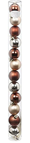 Weihnachtskugeln Kunststoff 4cm x 12 Stück Christbaumkugeln Mix braun beige - Silent Brown
