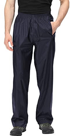 Hazy Blue Mens Waterproof Over Trousers Rain Pants Overtrousers for Men Wet Weather Walking Clothing (L, Navy)