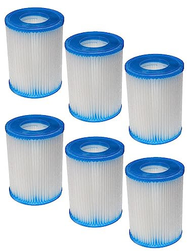vhbw 6X Cartouches filtrantes Compatible avec Bestway Flowclear 2.006 l/h, 3.028 l/h Piscine Pompe de Filtration, Filtre à Eau Blanc/Bleu