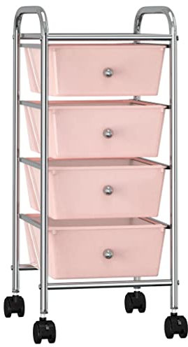 4-Drawer Mobile Storage Trolley Pink Plastic