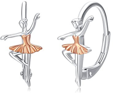 Ballerina Ohrringe 925 Sterling Silber - Ballett Band Ohrring für Frauen, Tänzer Schmuck Geschenke, Geburtstag, Weihnachten