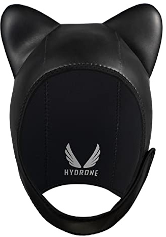 Wetsuit Hood Cat Ears 3mm Neoprene Scuba Diving Hood for Women Children, Scuba Dive Cap Hat Thermal Surfing Hood with Flow Vent for Snorkeling Swimming Water Sports (Black Smoothskin)
