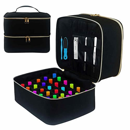 Gesuter Nagellack-Organizer - Organisatoren und Aufbewahrung für Nägel,Nagellack-Tragetasche für 30 Flaschen, doppellagige Nagellack-Aufbewahrung für Pinsel, Nagelfeilen