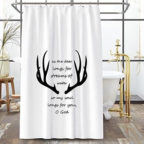Aotiwe Duschvorhang Vintage, Duschvorhang Weiß Wasserdicht Geweihmuster Polyester 200X200cm für Dusche Und Badewanne