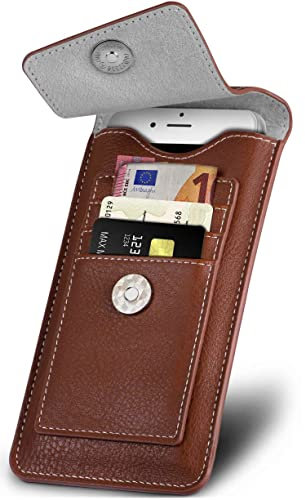 ONEFLOW Zeal Case für LG G8s ThinQ Handytasche zum Einstecken mit Kartenfach, Handy Gürteltasche PU Leder 360 Grad Schutz Hülle Minimalistisch, Handyhülle mit Magnet, Braun