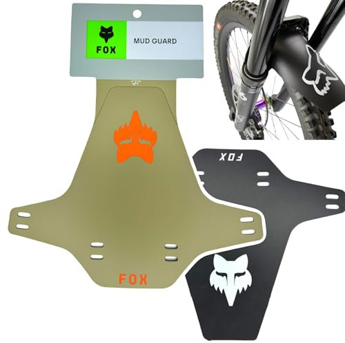 Fox Mud Guard Fahrrad MTB Racing DH FR Ebike Gabel Spritzschutz Fender Schutzblech (Retro Muc Sand/Logo Orange)