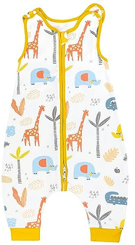FLYISH DIRECT Gigoteuse ete, Gigoteuse a Pied, Gigoteuse tog 0,5 100% Coton, Turbulette ete, Gigoteuse sans Manches, Gigoteuses avec Jambes, Gigoteuse été 18-36 Mois, Giraffe