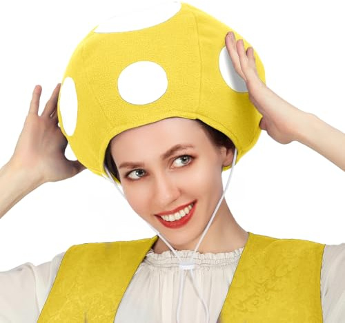 C-ZOFEK Mehrfarbiger Pilz-Krötenhut, gepunktete Kappe, Spiel, Cosplay-Kostüm für Halloween, Weihnachten, Rot, Grün, Blau, Gelb, Violett, Regulär