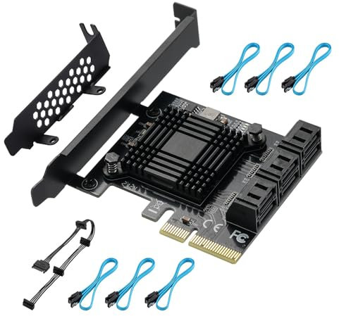Scheda PCIE interfaccia 4X SATA a 6 porte, con 6 cavi e staffa a basso profilo, scheda di espansione PCIE a SATA, chip ASM1166