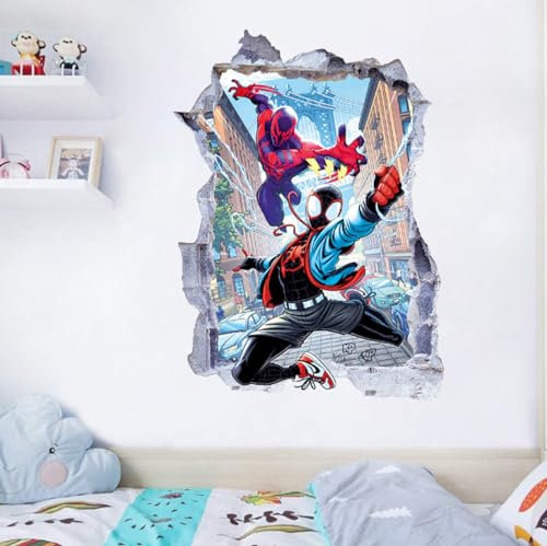 2-cartoon Anime 3d Spider Man Kinderzimmer Wanddekoration Wandaufkleber Schlafzimmer Nachtaufkleber Pvc Selbstklebend Abnehmbar 40 Oder 54cm