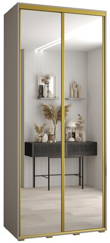 Kleiderschrank mit Spiegel Dakota 2 Garderobenschrank - Schrank Schlafzimmer - Mehrzweckschrank 2 Schiebetüren - Regalen - Flur Möbel - Kleiderstange Schrank - Allzweckschrank - closet - Gaderobe