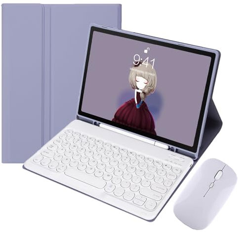 MG REAL Violet, Étui Clavier pour Samsung Galaxy Tab A7 10.4'' 2020 (SM-T500/T505) avec Souris, Amovible Magnétique Bluetooth Clavier avec Porte-Crayon