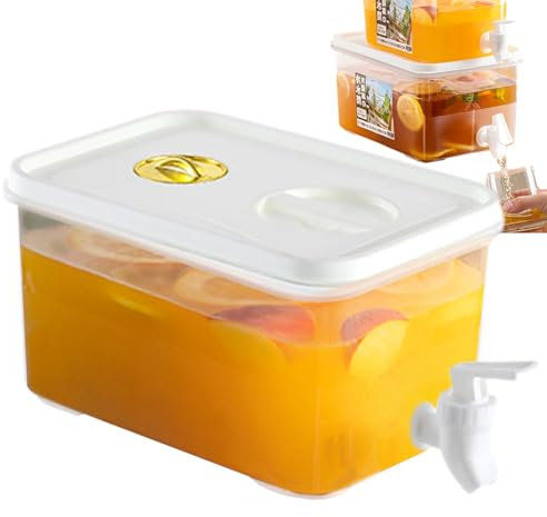 Dispenser with Tap, 3L/5L/10L Fridge Beverage Drink Dispenser with Leak-Proof Spigot, Plasti-c Cold Drink Juice Beverage Dispenser Jug for Drink, Juice, Iced Tea, Lemonade, Cold Brew