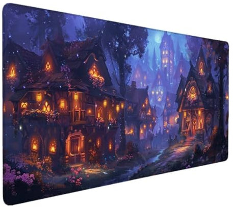 Tapis de Souris XXL 600x300 Tapis Souris XXL Gaming, Tapis Bureau Antidérapant Étanche, sous Main Souris à Bords Cousus pour Gamer, Ordinateur, PC, Ergonomique (Violet, Cabane dans Les Arbres) 2-M