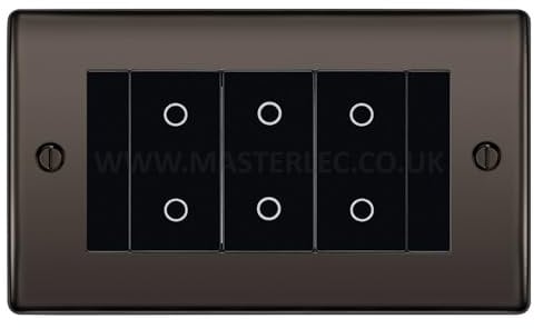 BG NBNTDM3B Black Nickel 3 Gang Triple Master Touch Dimmer Switch Black Inserts