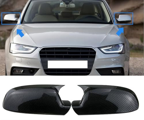 Außenrückspiegelabdeckung für Audi A4 S4 A5 S5 B8 8T 2009-2012, ABS Spiegelkappen Rückspiegel Abdeckkappen Rückspiegelgehäuse Auto Zubehör,B Carbon Pattern