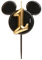 dekora - Micky Maus Geburtstagskerze aus Duftfreiem Paraffinwachs - Disney Zahlenkerzen mit Schwarzen und Goldenen Mickey Mouse Ohren - Größe 8,5 cm - Zahlenkerze Nummer 1