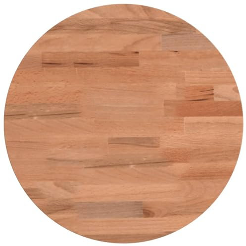 Runder Tischplatte Ø30 cm aus Massivholz Buche, Ersatz-Tischplatte für Beistelltisch oder Bartisch, glatt lackiert, rustikaler Stil, naturfarben, für Innenbereich
