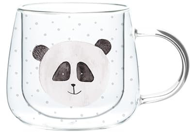 Pasdrucn 320ml Tasse Verre Double Paroi Ensemble, Tasse Double Paroi Mignonne, Tasse A Cafe Double Paroi, Tasse Cafe Double Paroi, Tasse Expresso Double Paroi, Tasse A Cafe Original (Panda)