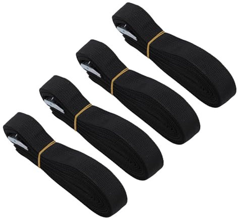 4PCS Gepäck Gurte, Hoch Leistungs Verstellbare Tragbare Reise Gurte, Elastischer Gürtel für Camping, Sicherung des Gepäcks mit Schnell Verschluss Schnallen, Bis zu 5m Lang (Black)