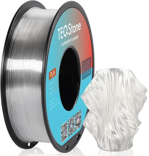 TEQStone PLA Filament 1,75mm Transparent 1KG Maßhaltigkeit +/-0,02mm Sauber Gewickelt PLA Basic 3D Drucker Filament Vakuumverpackung