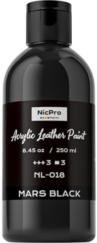 Nicpro Acrylic Leather Paint Black (8.45 oz, 250 ml) for Shoes, Sneakers, Leather, Canvas, Furniture, Crafts DIY & Customizing Leather Projects
