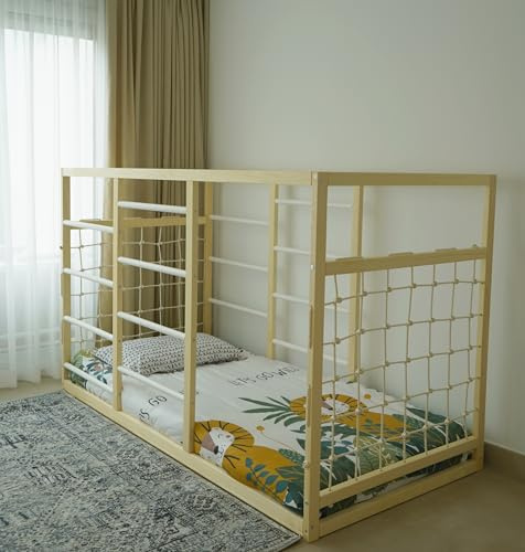 HOMEforDREAMS Kletterbett für Kinder ab 4 Jahren: 2-in-1 Bett und Kletterbereich in Halbweiß (No Boards, 200x90cm)