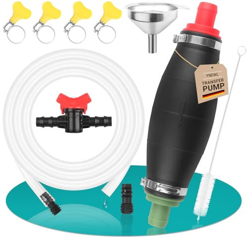 YnewL Pompa manuale, 11 pompe dell'olio, pompa a mano, pompa a mano, pompa di travaso per benzina, XL, con tubo in PVC da 2 m, con tappo, regolatore, imbuto, ecc, pompa dell'acqua per il travaso di