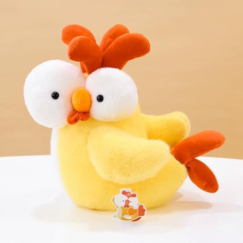 Realistisch Henne Hühnchen Kuscheltier Süße Küken Puppe Hahn, Baby Beruhigende Kinderpuppe, mit Ei Gefüllt Huhn Plüschtie Handpuppen Tiere für Kinder Geschenk (20cm,gelb)