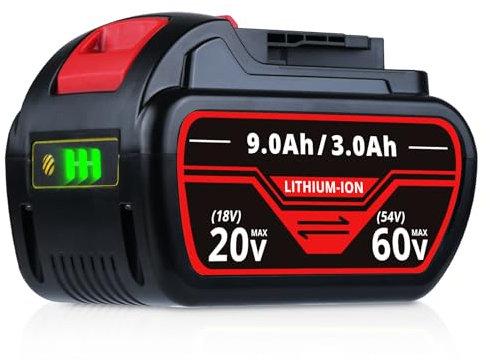 1Stück Ersatzakku für Dewalt DCB606 9,0Ah 18V/54V für DCB606 DCB609 DCB612 DCB184 DCB546 DCB200 DCB201 DCB182 Lithium-Ionen-Akku und Ladegeräte Passend für Dewalt 20 V/60 V Akku-Elektrowerkzeuge