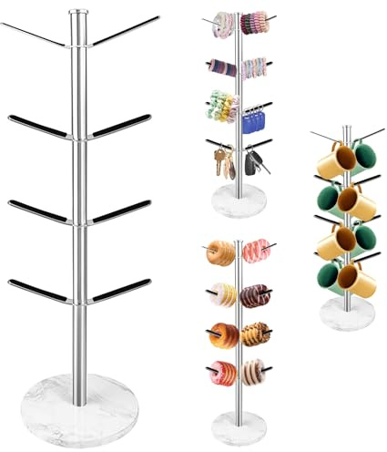 Healife Tassenhalter für 8 Tassen, Kaffeetassenhalter für die Arbeitsplatte, Tassenhalter mit 8 Haken, Teetassenhalter, Stehender, Kaffee- und Teebar-Zubehör, Küchen-Organizer