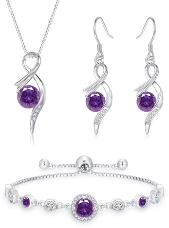 Estrellique Silber Schmuck Set Damen, 3PCS 925 Sterling Silber Halskette & Ohrringe & Armband Set mit AAAAA Cubic Zirkonia, Unendlichkeit Silberschmuck Damen 925 Geschenk zum Geburtstag Mutter Tag