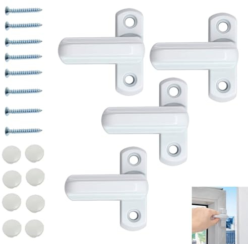 Bessy shop Window Sash Jammer,4 Pcs Jammer Locks,Plastic Sash Jammers,Extra Security Sash Locks,for Home Safety,Child and Pet Protection,for PVC/uPVC Windows and Doors(White)