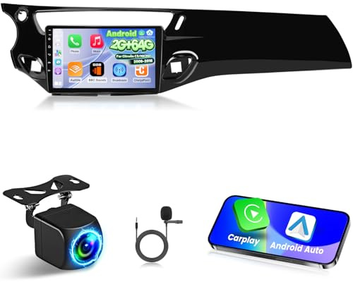 [2G+64G] Android Autoradio für Citroën C3/MK2SC 2009-2016（Left-Hand Drive mit Kabelloses Carplay und Android Auto, 9 Zoll HD Touchscreen Autoradio mit GPS/WiFi/Bluetooth/EQ/FM RDS